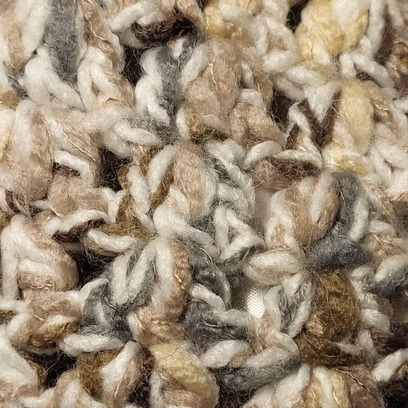 FOSSIL Multicolor  Crochet Beanie With Large, Brown, Felt Flower Accent - Picture 3 of 8